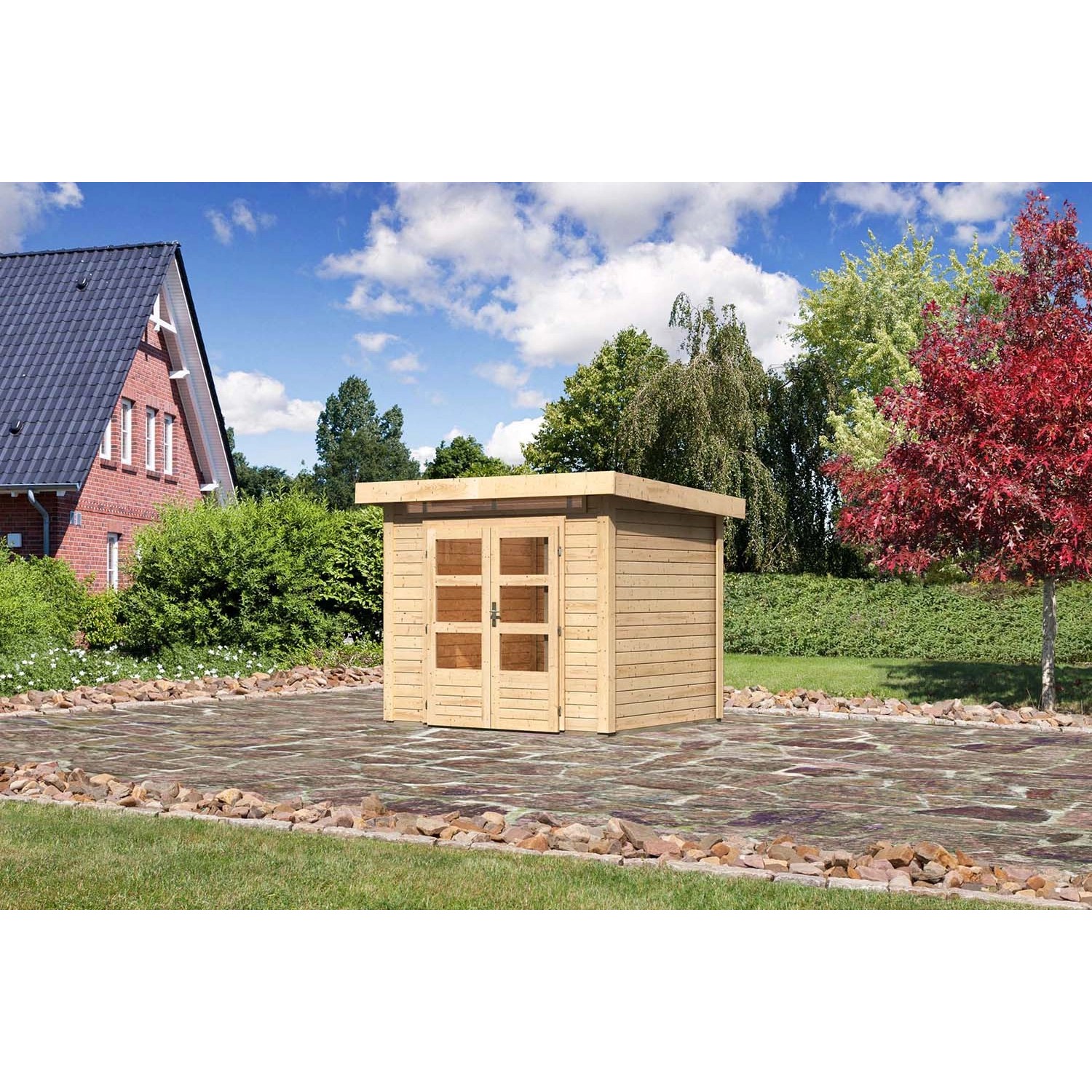 Bild von Karibu Holz-Gartenhaus Kumla 2 Natur Pultdach Unbehandelt 244 cm x 204 cm