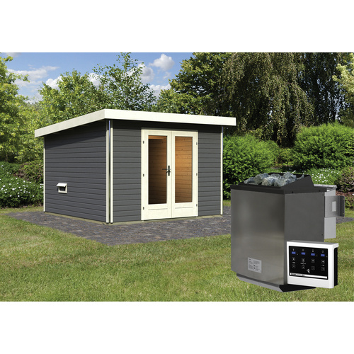 Bild von KARIBU Sauna »Kuusalu 1«, BxHxT:309 x 229 x 309 cm, 4 Personen - grau