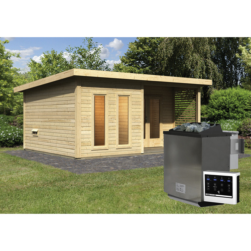 Bild von KARIBU Sauna »Kuusalu 9«, BxHxT:509 x 253 x 369 cm, 5 Personen - beige