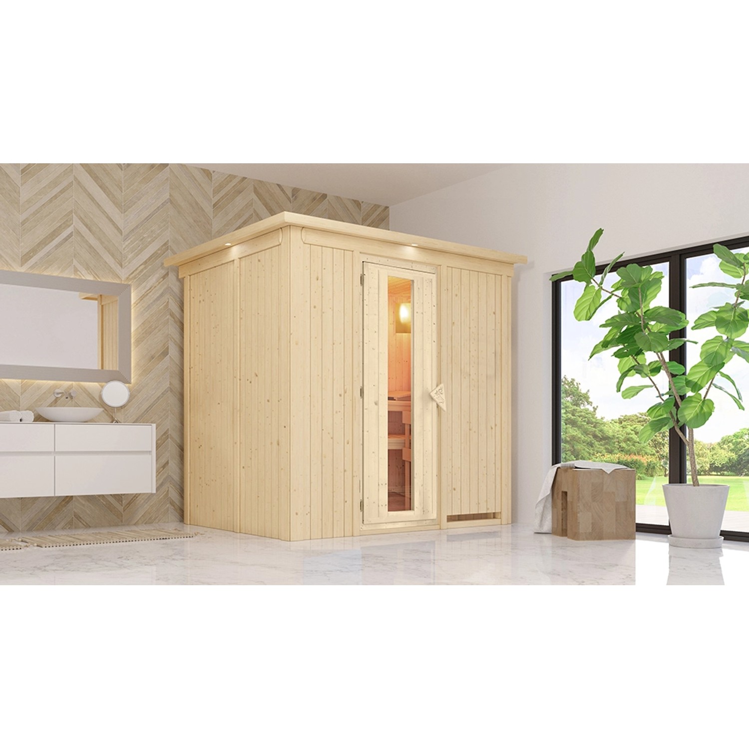 Bild von Sauna Bena Energiesparsauna inkl. Kranz Naturbel.