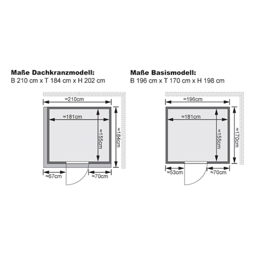 Bild von Karibu Sauna Daria - 196 x 170 cm mit 3,6 kW Ofen und integrierter Steuerung