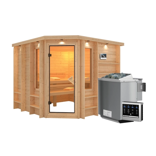 Bild von Karibu Sauna Innenkabine Marona Saunaofen:9 KW BioAktiv Kombiofen, ext. Steuerung