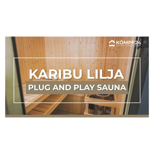 Bild von Karibu Sauna Innenkabine Lilja Auswahl der Tür:Bronzierte Ganzglastür|Saunaofen:3,6 KW Saunaofen, integr. Steuerung|Ausführung:Ohne Dachkranz