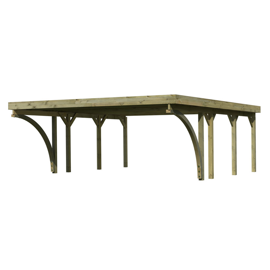 Bild von Karibu Doppelcarport »Classic 2 SET« PVC-Dach Variante C, mit zwei Einfahrtsbogen, BxT: 563x476 cm, 206 cm Einfahrtshöhe, (Set), aus Masivholz
