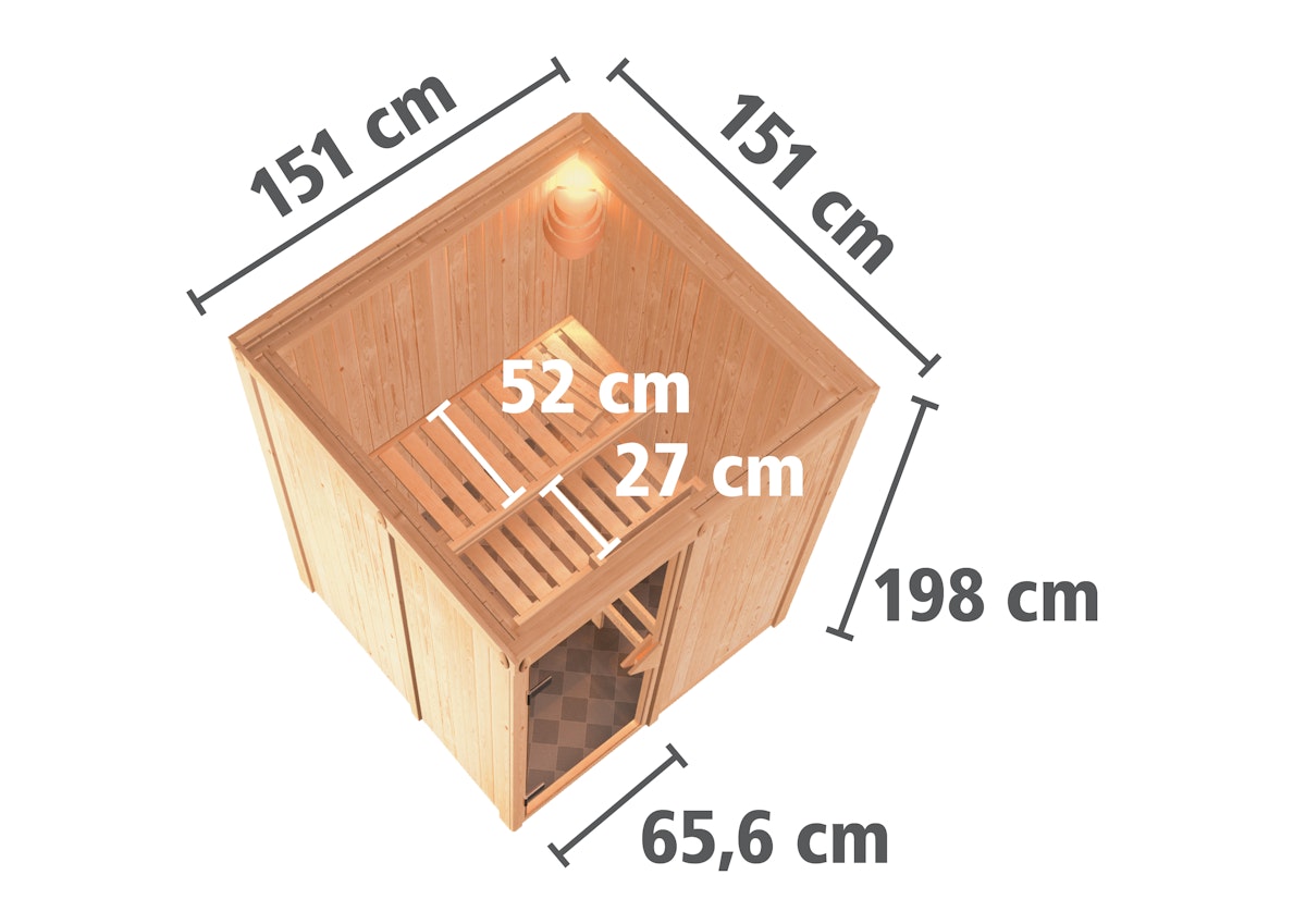 Bild von Karibu Sauna Norin mit Fronteinstieg 68 mm-9 kW Ofen integr. Steuerung-ohne Dachkranz-Ganzglastür in Graphit-Optik inkl. 8-teiligem gratis Zubehörpaket (Gesamtwert 191,92€)