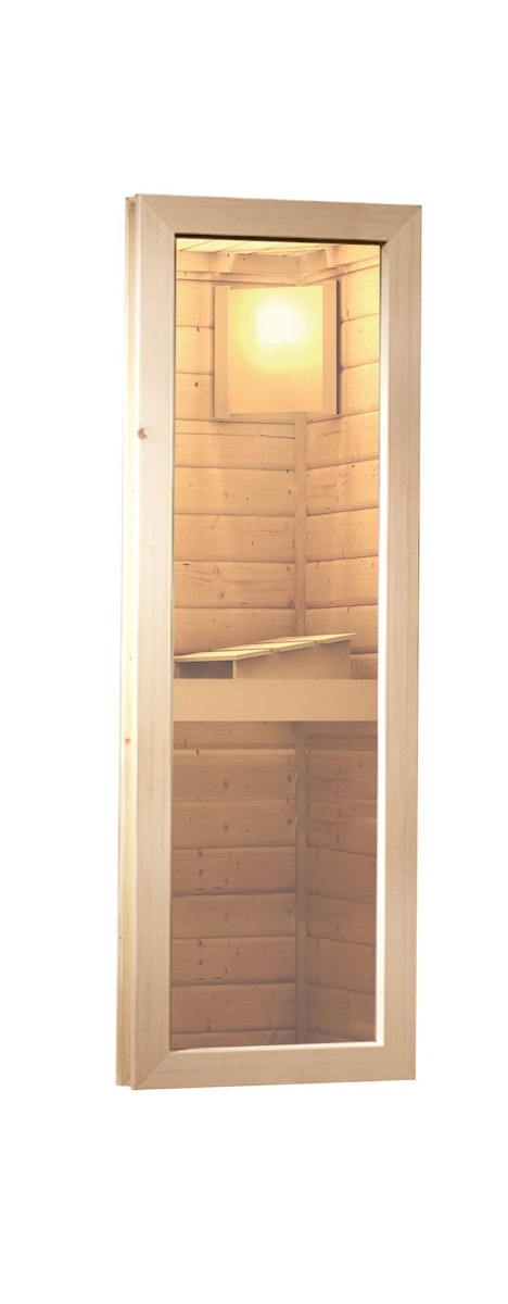Bild von Karibu Gartensauna Pultdach Saunahaus Skrollan 1 mit Vorraum-9 kW Bio-Kombiofen inkl. Steuergerät-Milchglas-Saunatür (blickdicht) inkl. 8-teiligem gratis Zubehörpaket (Gesamtwert 191,92€)