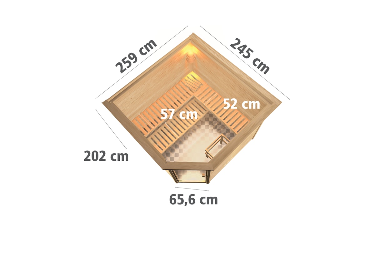 Bild von Karibu Woodfeeling Sauna Leona - 38 mm Massivholz -Ohne Dachkranz-Ganzglastür in Graphit-Optik-9 kW Bio-Kombiofen inkl. Steuergerät inkl. 8-teiligem gratis Zubehörpaket (Gesamtwert 191,92€)