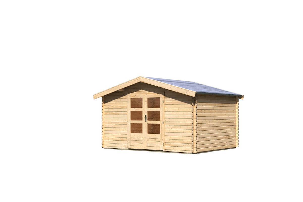 Bild von Karibu Gartenhaus Meldorf 5-Ohne Vordach/Terrasse - 38 mm-387 x 297 cm-50% Aktions-Rabatt auf Dacheindeckung & gratis Gartenhaus-Pflegebox