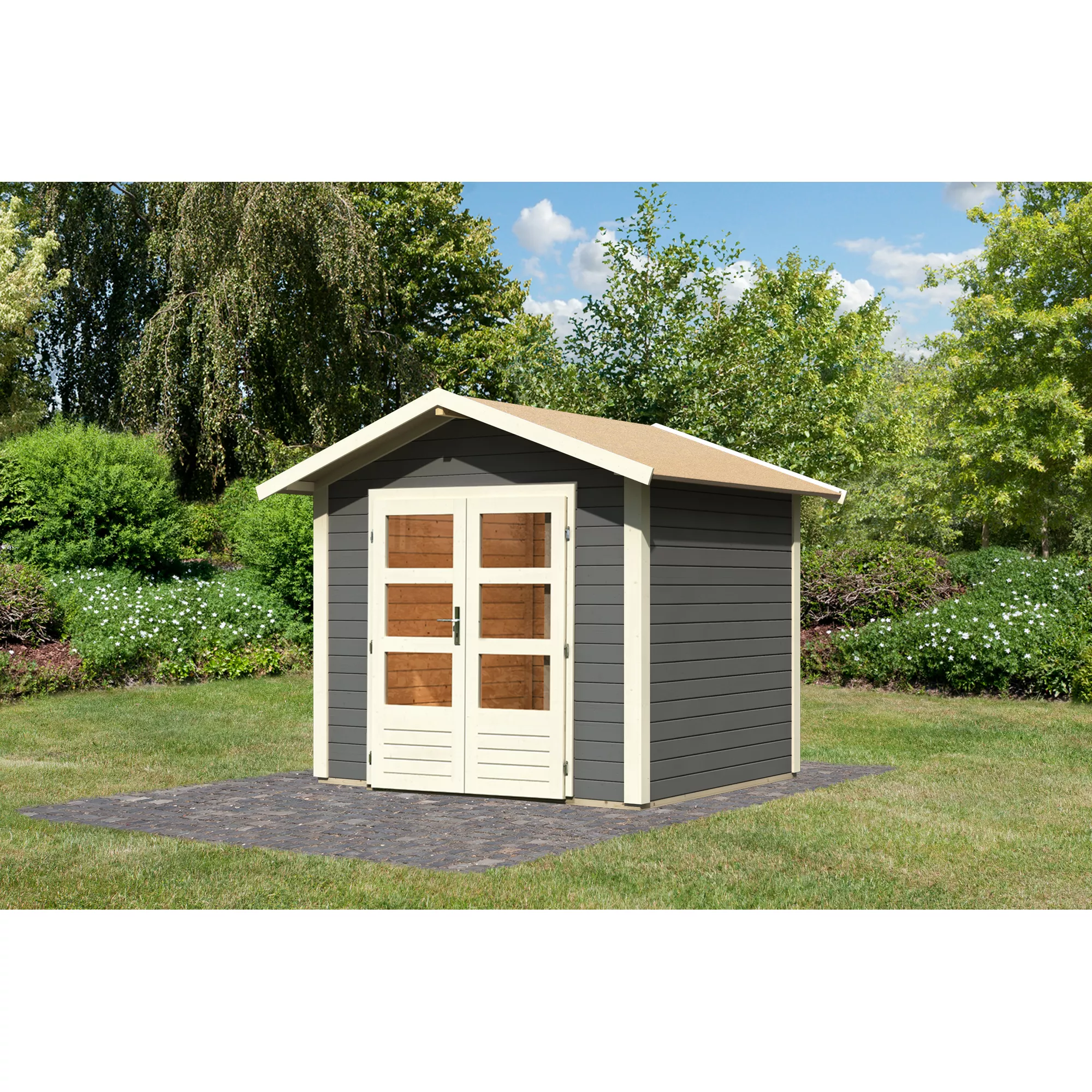 Bild von Karibu Gartenhaus 'Koberg 3' terragrau 270 x 230 x 234 cm