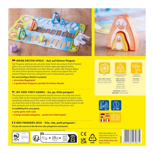 Bild von HABA 1307056001 - Meine ersten Spiele, Auf, auf kleiner Pinguin, Würfel-Laufspiel, Kinderspiel