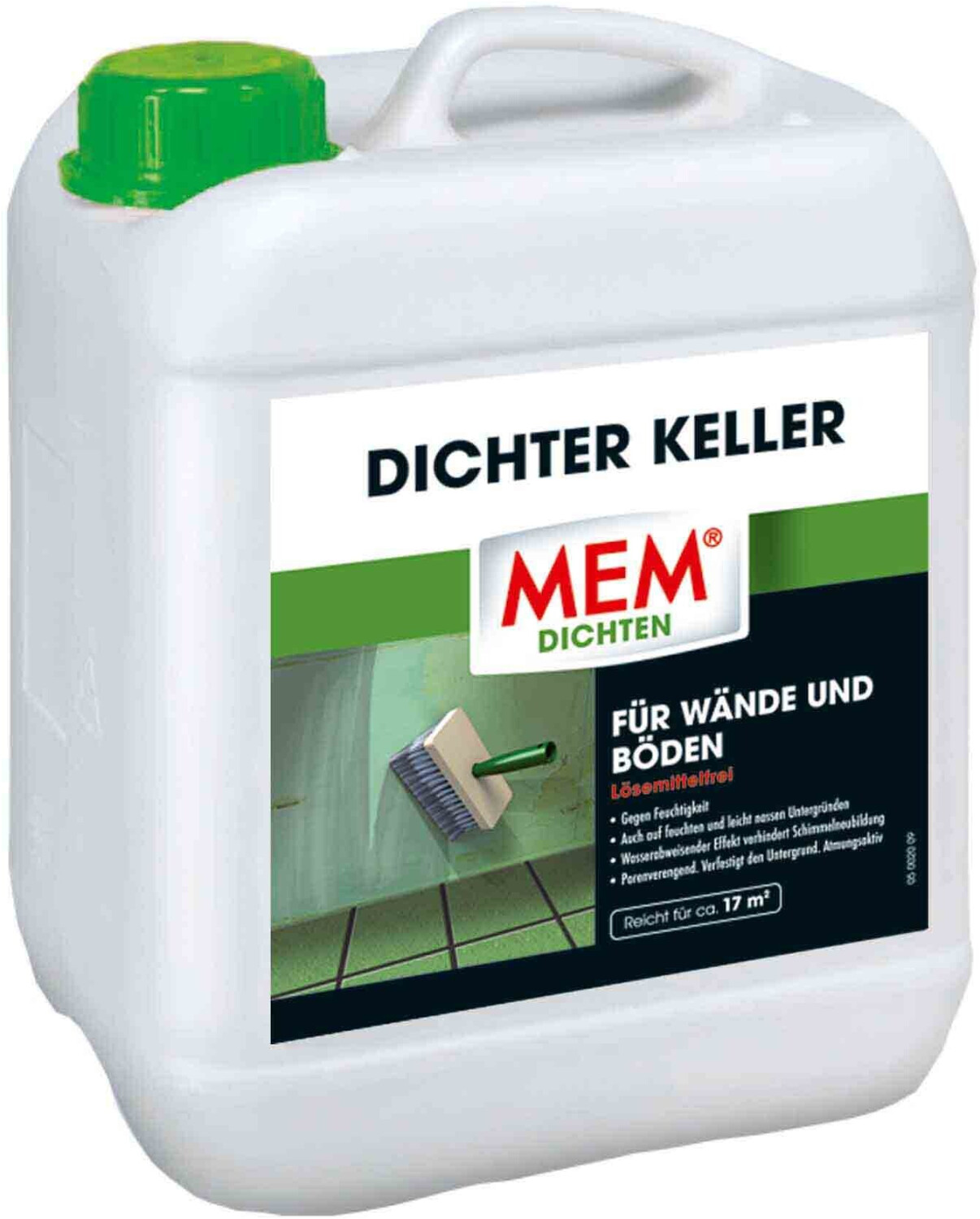 Bild von MEM Keller-Innen-Imprägnierung, Zur Abdichtung von feuchten und nassen Flächen, Für verschiedene Untergründe, Lösemittelfrei, 5 l Behälter
