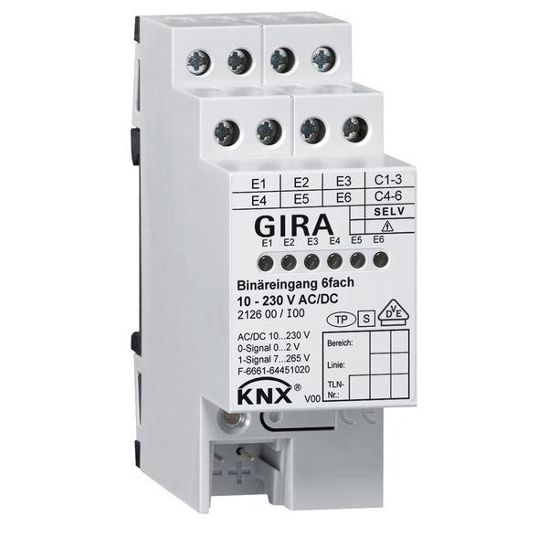 Bild von Gira Binäreing. 6f 10 - 230 V AC/DC KNX REG 212600