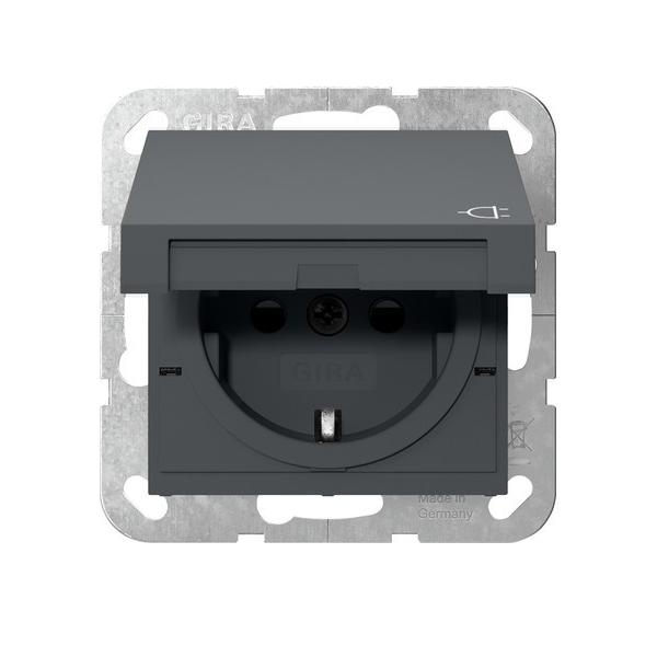 Bild von Gira 441428 Schuko-Steckdose 16 A 250 V mit Klappdeckel und Shutter System 55 Anthrazit