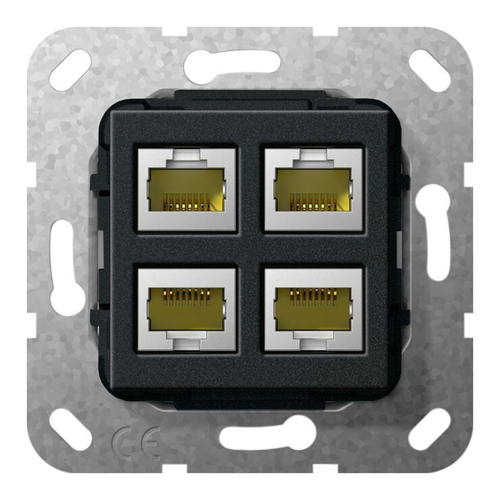 Bild von Gira Steckdose MJ RJ45 Cat.6A 10 Gbit 4f Einsatz 569910