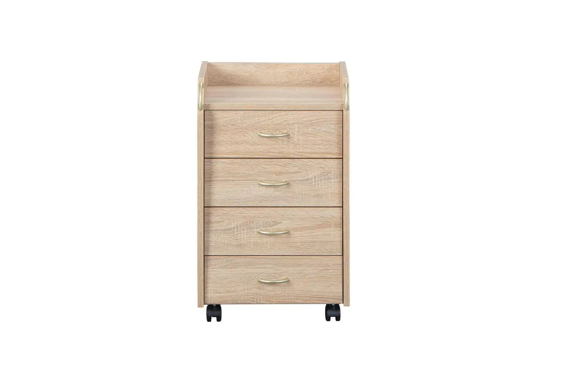 Bild von Inter Link – Rollcontainer mit Schubladen -Bürocontainer Standcontainer - Rollschrank Schubladenkommode Büroschrank 4 Sonoma Eiche - Novi