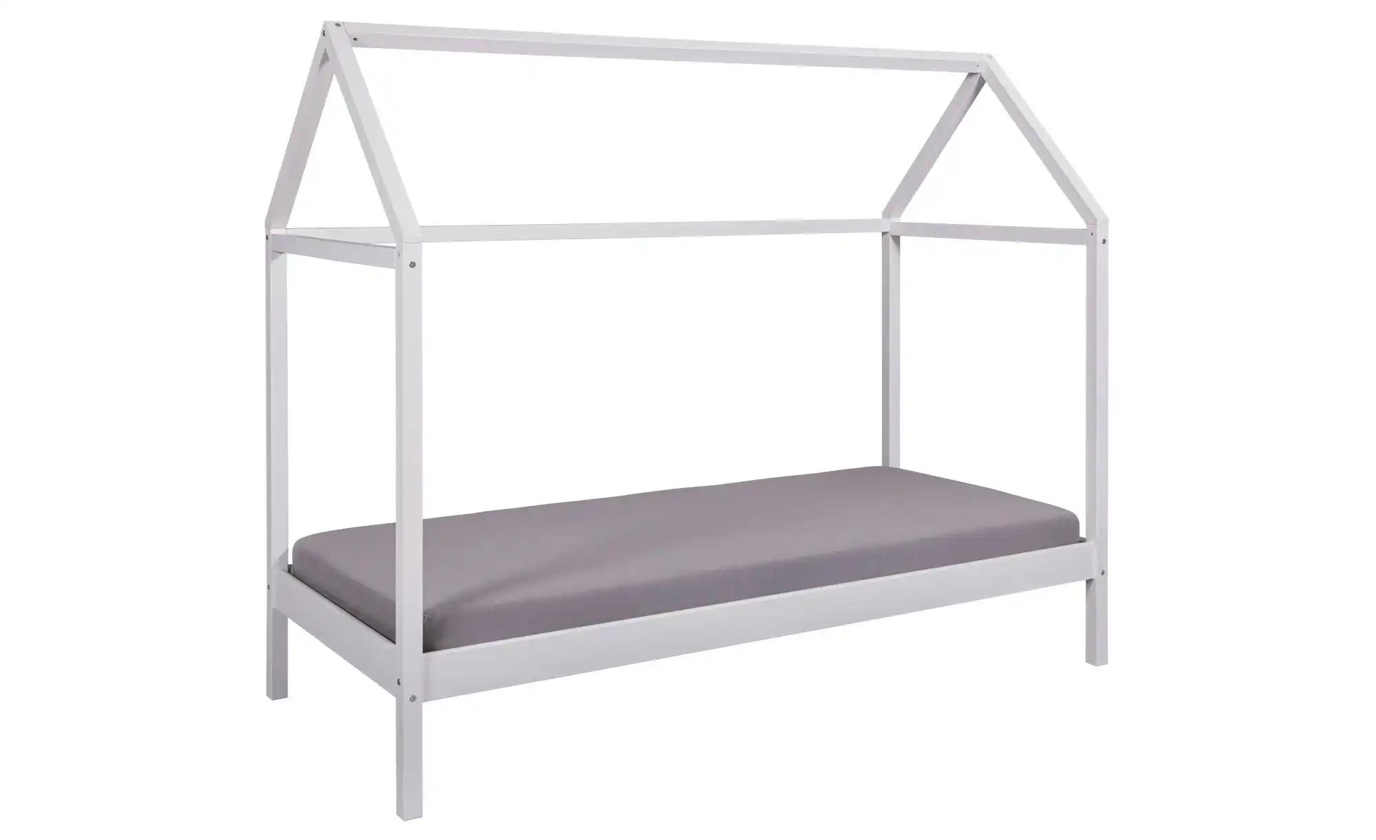 Bild von Inter Link – Kinderbett 90 x 200 cm– Hausbett – Jugendbett – aus massivem Kiefernholz – Für Jungen und Mädchen – Weiß lackiert – Schadstofffrei – Pflege