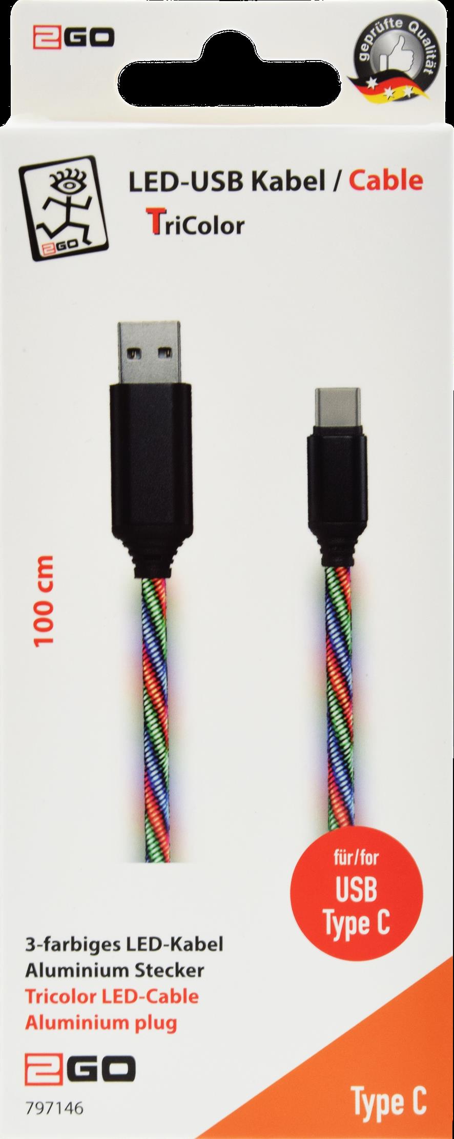 Bild von 2GO 797146 USB Kabel USB B USB C Mehrfarbig (1 m), USB Kabel