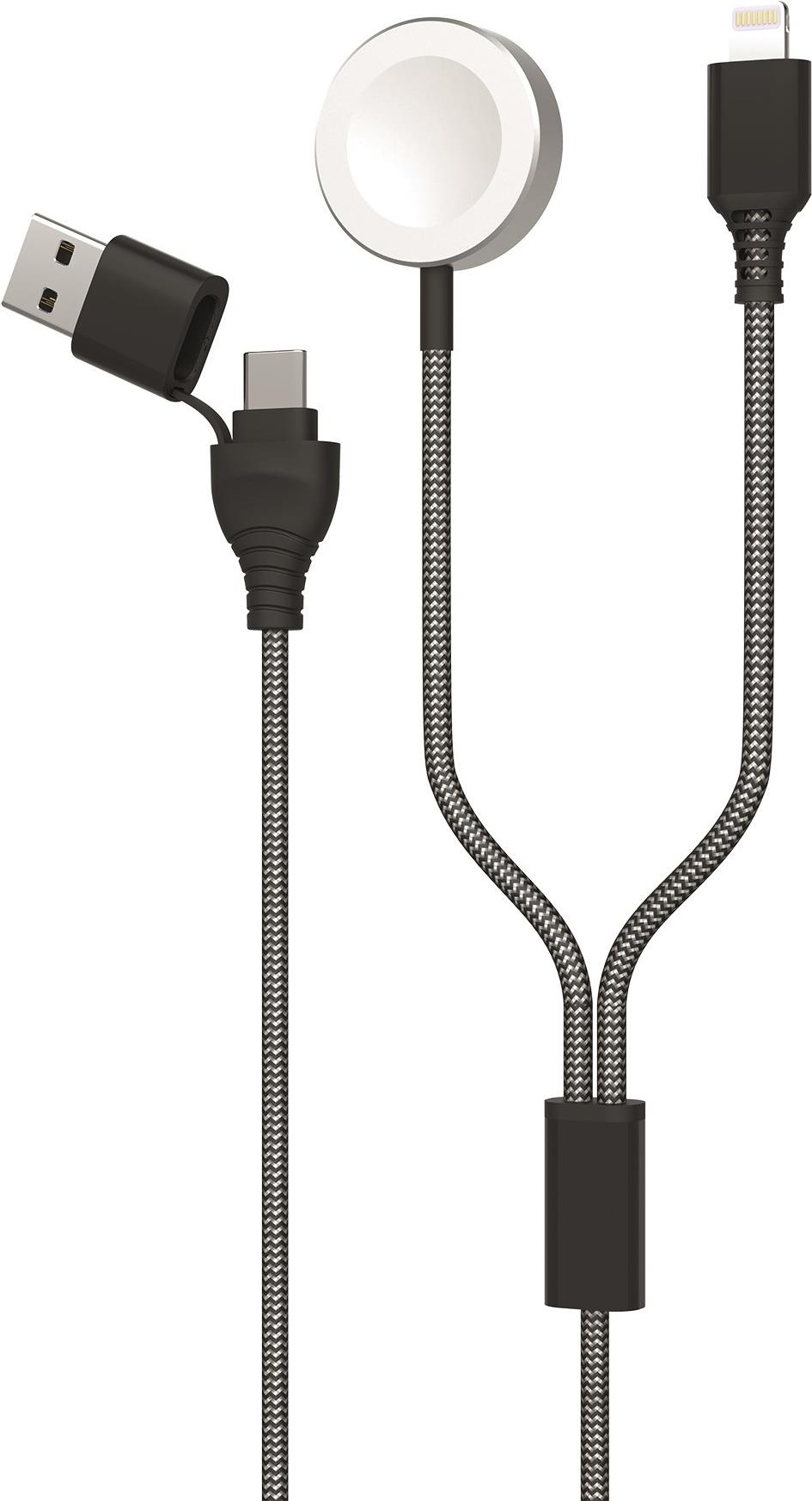 Bild von 2GO 2in1 USB/Type C Ladekabel f. Watch & Smartphone  1,8m sw (1.80 m), USB Kabel