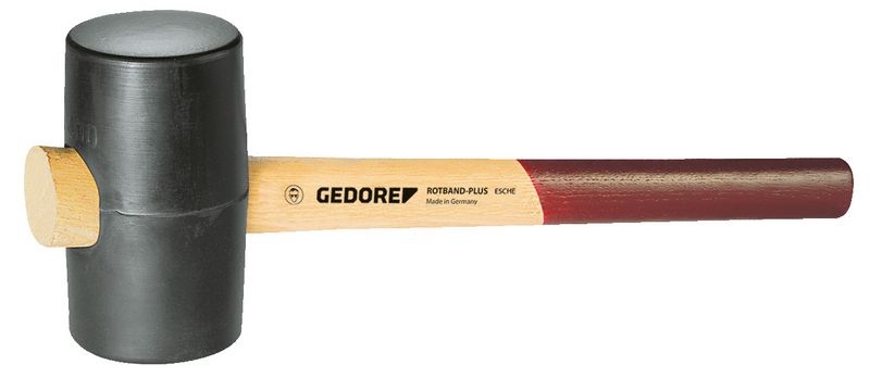 Bild von GEDORE Gummihammer mit Holzgriff, Ø 55 mm, Hammer mit Eschenstiel, mit 2 flachen Bahnen, Werkzeug, geschmiedet, 226 E-1