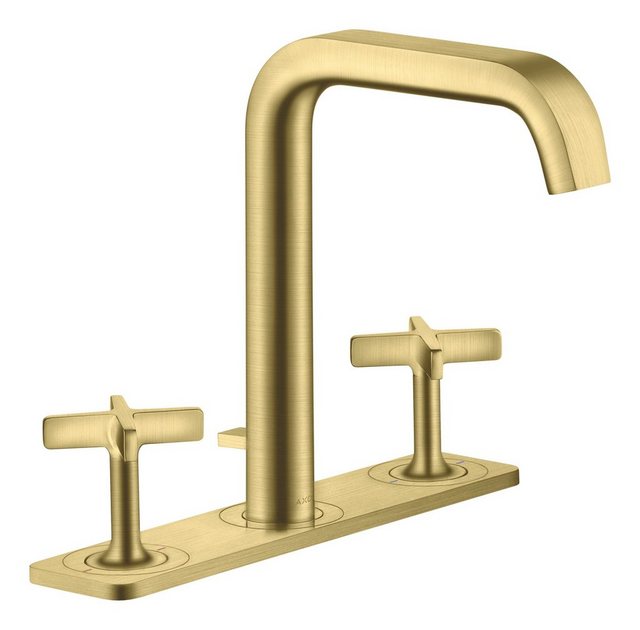 Bild von hansgrohe AXOR Citterio E 3-Loch Waschtischarmatur 170 mit Zugstangen-Ablaufgarnitur und Platte, 36116950, Farbe: Brushed Brass