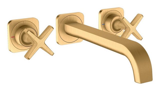 Bild von hansgrohe AXOR Citterio E 3-Loch Waschtischarmatur Unterputz mit Rosetten für Wandmontage, 36107950, Farbe: Brushed Brass