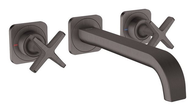 Bild von hansgrohe AXOR Citterio E 3-Loch Waschtischarmatur Unterputz mit Rosetten für Wandmontage, 36107340, Farbe: Brushed Black Chrome