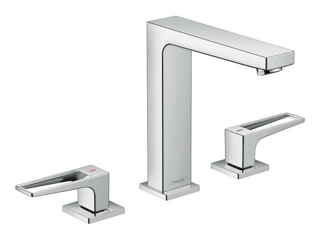 Bild von hansgrohe Metropol 3-Loch Waschtischarmatur 160, Bügelgriffe, Push-Open Ablaufgarnitur, Ausladung 152mm, 74515000