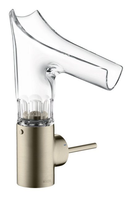 Bild von hansgrohe AXOR Starck V Einhebel-Waschtischmischer 140 mit Glasauslauf und Ablaufgarnitur - Facettenschliff, 12123820, Farbe: Brushed Nickel