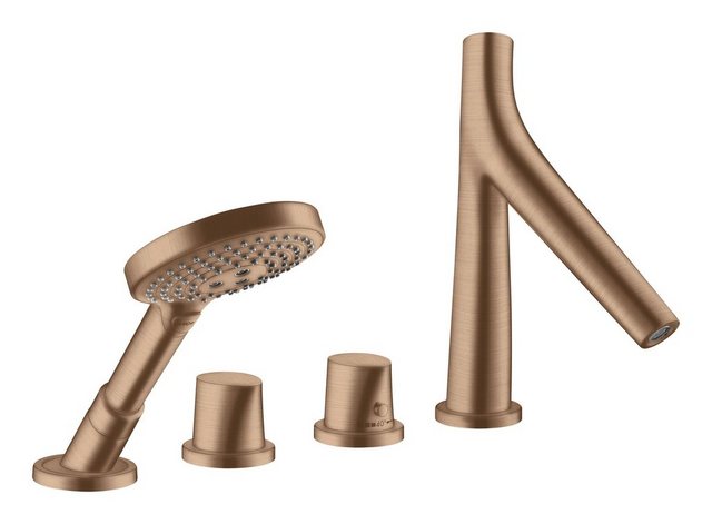 Bild von hansgrohe AXOR Starck Organic 4-Loch Wannenrandarmatur mit Thermostat, 2 Verbraucher, 12425310, Farbe: Brushed Red Gold