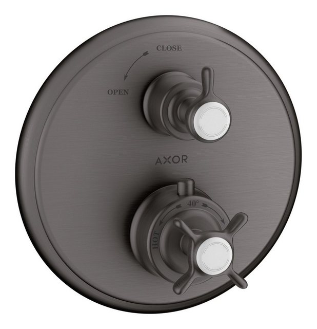 Bild von hansgrohe AXOR Montreux Thermostat Unterputz mit Absperrventil,1 Verbraucher, 16800340, Farbe: Brushed Black Chrome