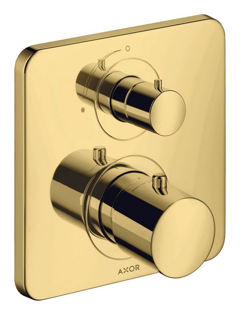 Bild von hansgrohe AXOR Citterio M Thermostat Unterputz mit Absperrventil, 34705990, Farbe: Polished Gold Optic