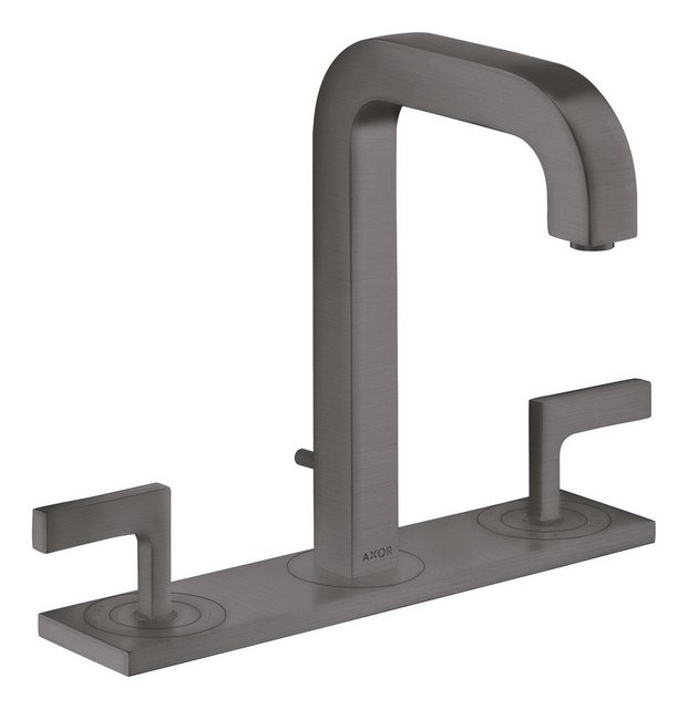 Bild von hansgrohe  AXOR Citterio 3-Loch Waschtischarmatur 170, Zugstangen-Ablaufgarnitur, Auslauf 140mm, Hebelgriffe, Platte, Farbe: Brushed Black Chrome