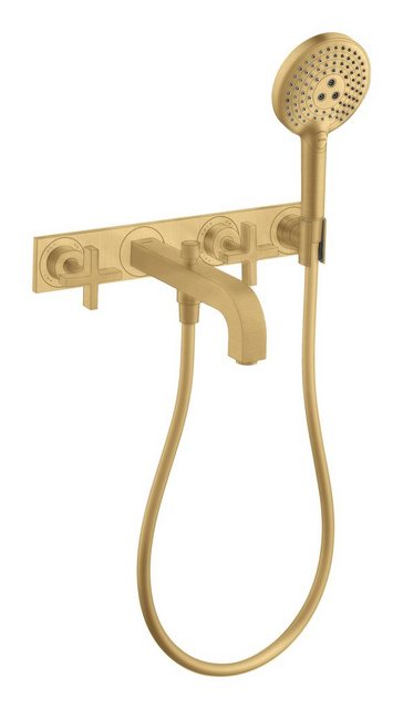 Bild von hansgrohe AXOR Citterio 3-Loch Wannenarmatur mit Kreuzgriffen, 39441250, Farbe: Brushed Gold Optic