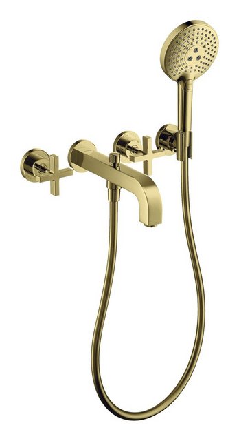 Bild von hansgrohe AXOR Citterio 3-Loch Wannenarmatur mit Kreuzgriffen, 39447990, Farbe: Polished Gold Optic