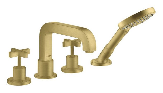 Bild von hansgrohe Wannenarmatur Axor Citterio 4-Loch Fliesenrandarmatur mit Kreuzgriff - Brushed Brass
