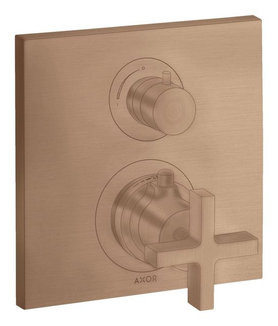 Bild von hansgrohe AXOR Citterio Thermostat Unterputz mit Ab-/Umstellventil, Kreuzgriffe, 2 Verbraucher, 39725310, Farbe: Brushed Red Gold