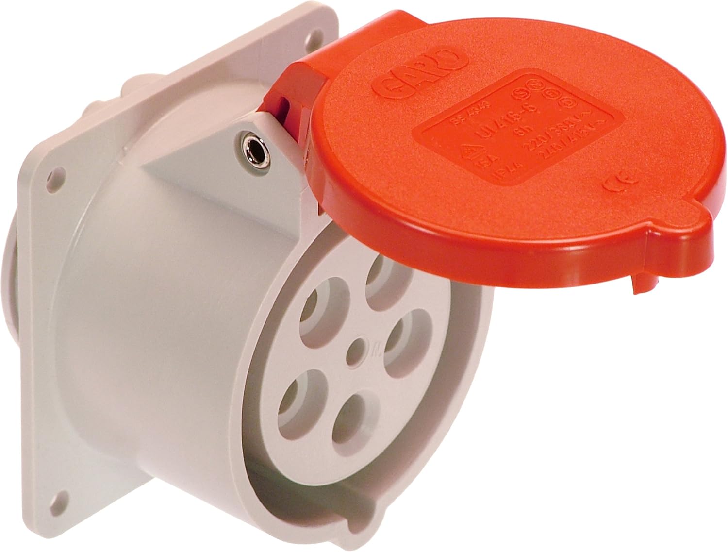 Bild von as - Schwabe CEE-Anbaustecker - CEE Stecker - 400V/32A/5-polig/6h - Flanschmaß 75 x 75 mm - Lochmaß 60 x 60 mm - Stromstecker Schlagfest - Spritzwassergeschützt IP44, 60444