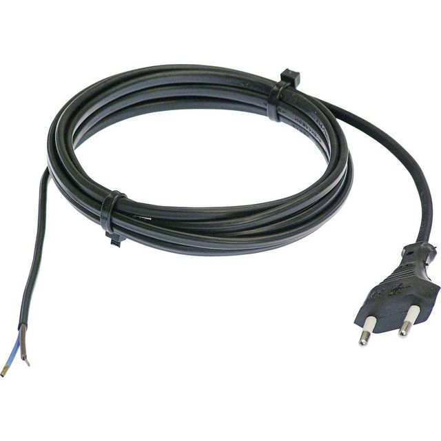 Bild von as - Schwabe Euro-Anschlussleitung - 1,5 m Anschlussleitung H03VVH2-F 2x0,75mm – Euroflachstecker mit Leitung – Anschlusskabel 30 mm abgemantelt mit Aderendhülsen – Stromkabel IP20 -
