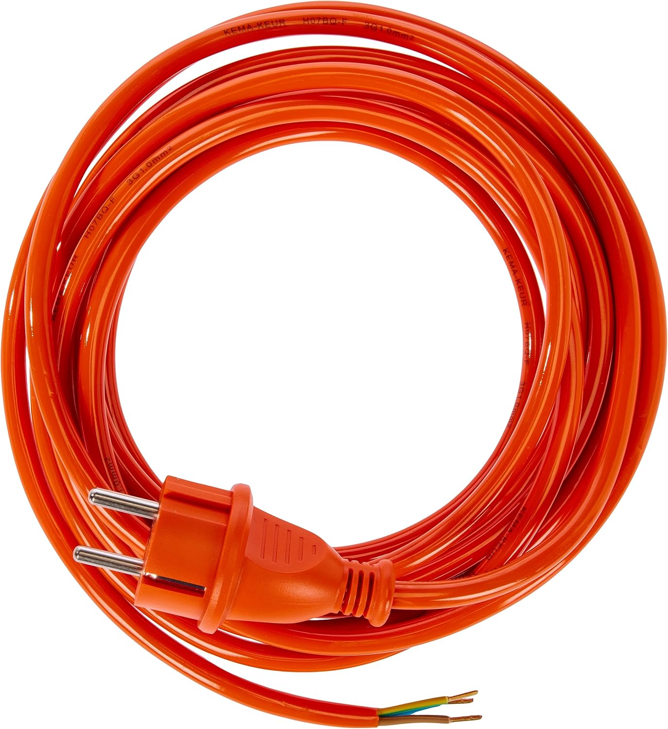 Bild von as - Schwabe PUR Baustellen-Anschlussleitung 5 m – Robuste Leitung 230 V, 16 A mit Polyurethan-Außenmantel H07BQ-F 2x1,5 - Konturenstecker, Ende 30 mm abgemantelt, Orange – IP44 - 70917