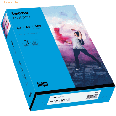 Bild von Inapa tecno Druckerpapier Rainbow / tecno Colors, Intensivfarben, Format DIN A4, 80 g/m², 500 Blatt