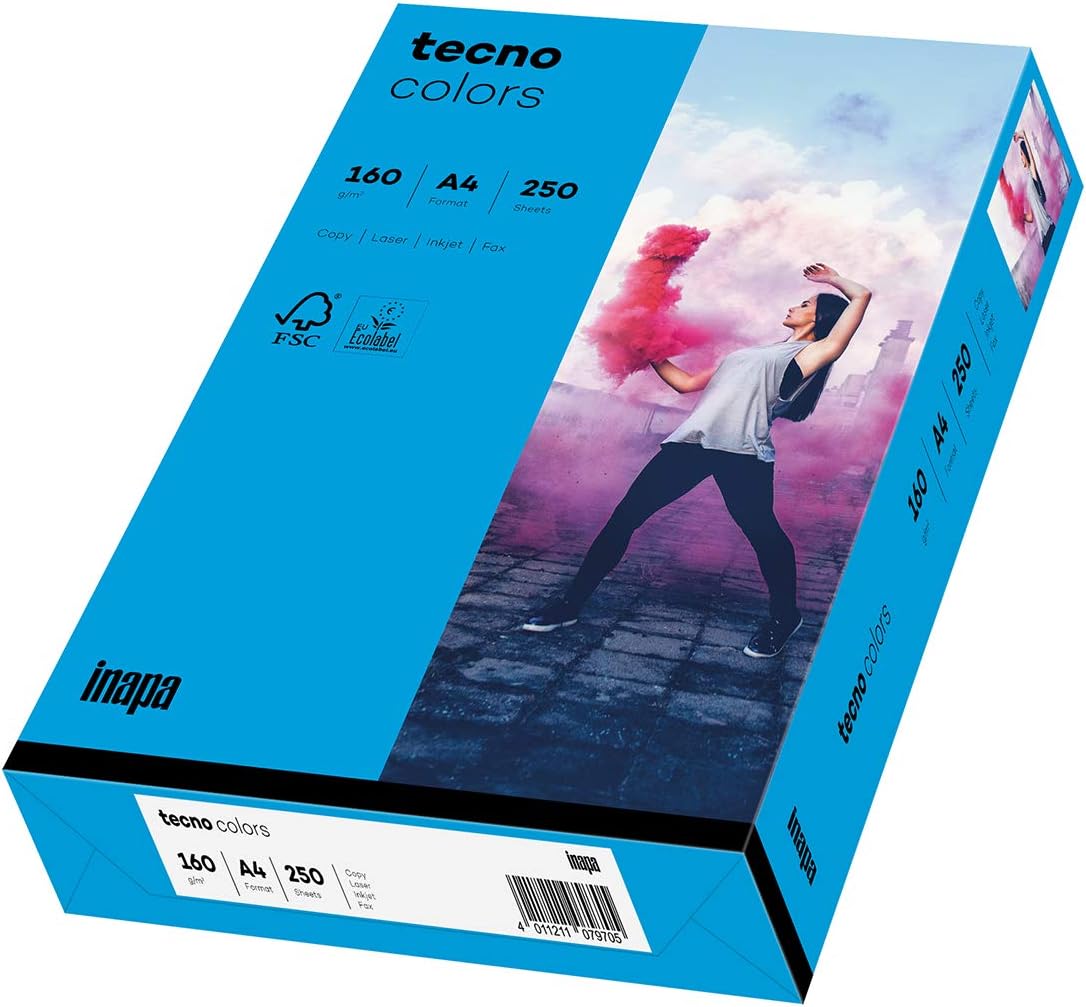 Bild von inapa farbiges Druckerpapier, buntes Papier tecno Colors: 80 g/m², A4, 500 Blatt, hellgrau