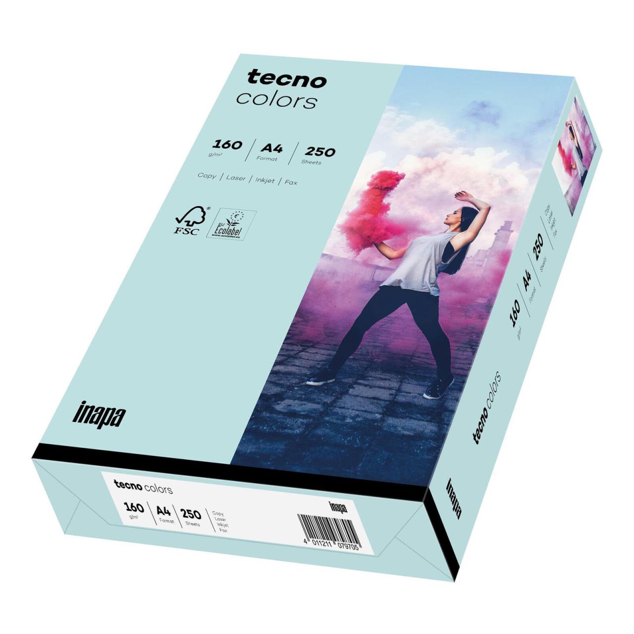 Bild von Inapa tecno Druckerpapier Rainbow / tecno Colors, Pastellfarben, Format DIN A4, 160 g/m², 250 Blatt