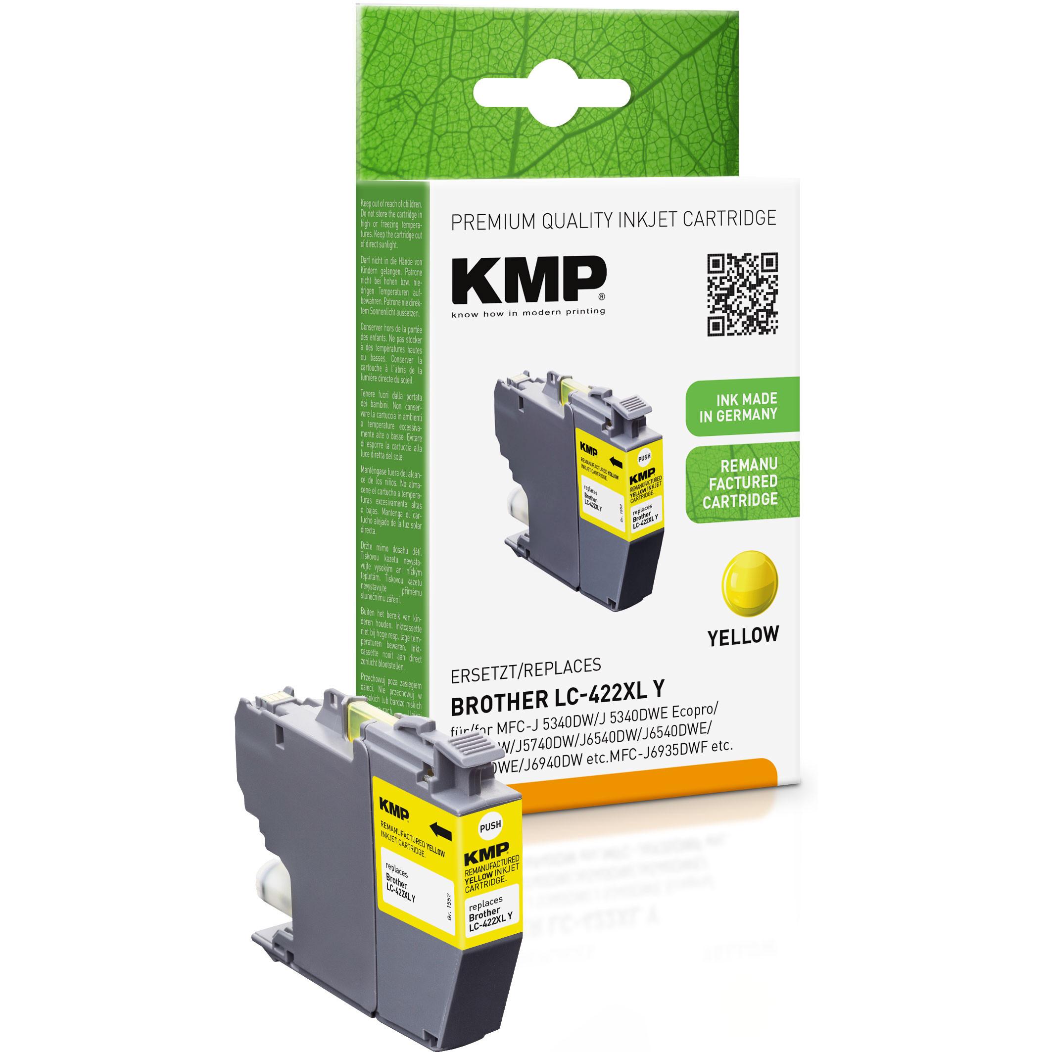 Bild von KMP Patrone Brother MFC-J5340DW LC422XLY yellow 1500S. 20ml remanufactured, Druckerpatrone