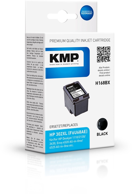 Bild von KMP Druckerpatrone H168BX schwarz kompatibel zu HP 302XL (F6U68AE)