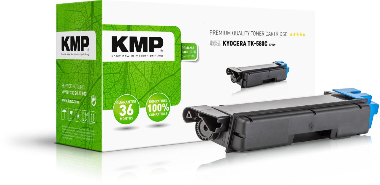Bild von KMP Tonerkartusche 1 Toner K-T49 ERSETZT Kyocera TK-580C - cyan, (1-St)