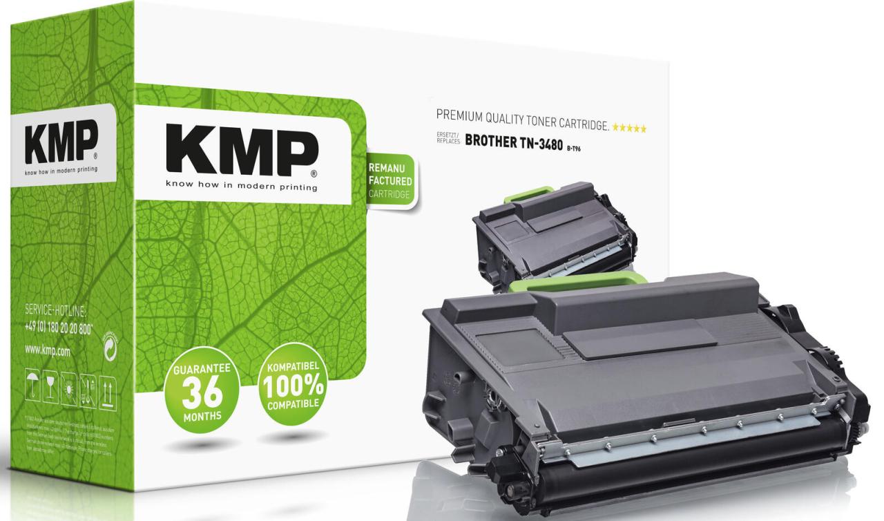 Bild von KMP Toner ersetzt Brother TN-3480, TN3480 Kompatibel Schwarz 8000 Seiten B-T96 1263,0000