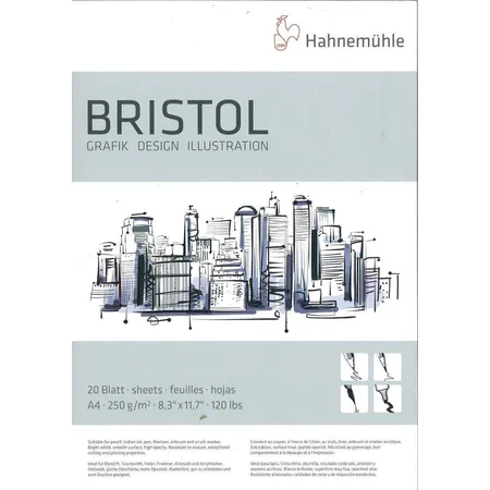 Bild von Hahnemühle Bristol Block DIN A4 - Hochwertiges Zeichenpapier für Künstler und Designer - 250 g/m², radierfest, glatte Oberfläche - Ideal für Entwürfe, Illustrationen und mehr