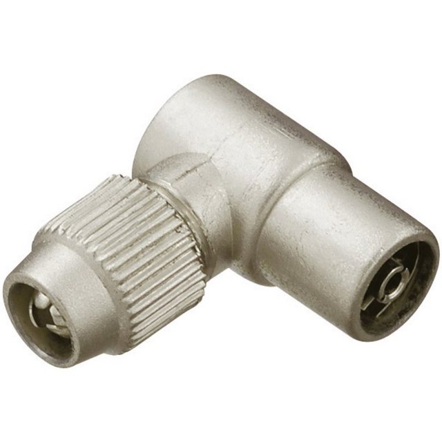 Bild von Renkforce 0410322 Koax-Winkelkupplung Metall Anschlüsse: Koax-Buchse IEC Kabel-Durchmesser: 7mm 1St.