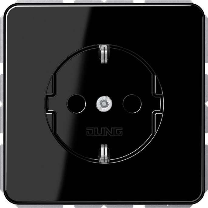 Bild von Jung Schuko Steckdose 16 A 250 V Serie CD Schwarz, 1 Stück, CD 1520 SW