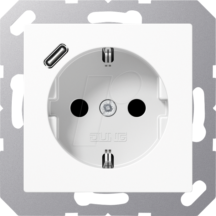Bild von JG A1520-18 C WW - Steckdose mit USB-Ladegerät 1 x Typ C, Serie AS/A, alpinweiß
